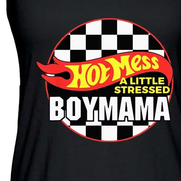 Gifts For Mom Hot Mess A Little Stressed Boy Mama Ladies Essential Flowy Tank