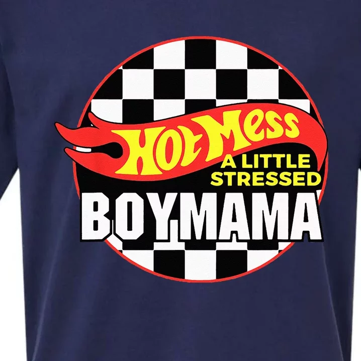 Gifts For Mom Hot Mess A Little Stressed Boy Mama Sueded Cloud Jersey T-Shirt