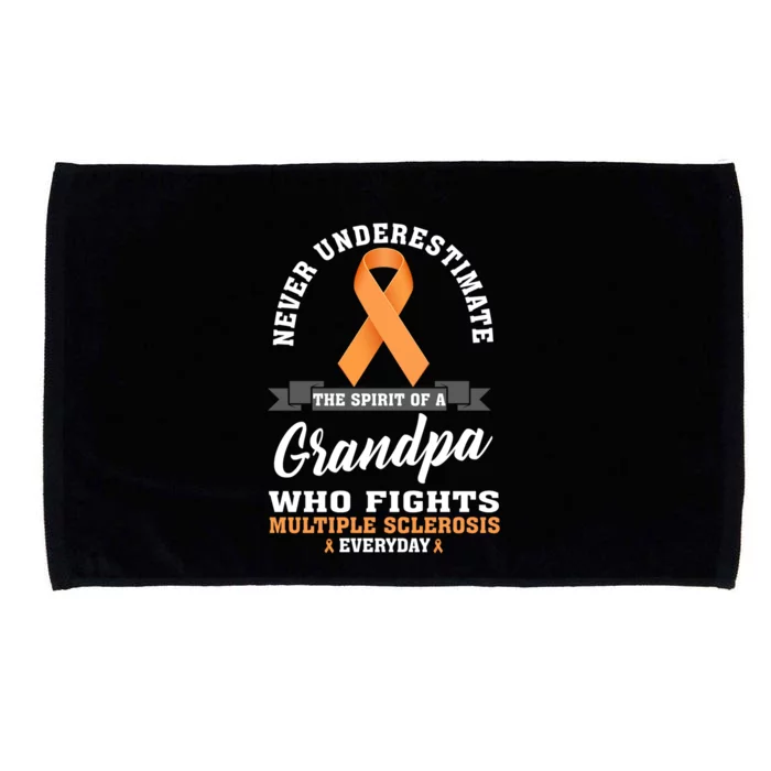 Grandpa Fights Multiple Sclerosis Ms Warrior Gift Microfiber Hand Towel