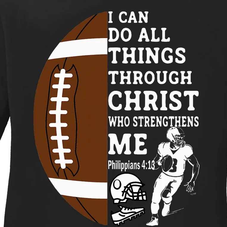 Gifts Football Motivational Bible Verse Christian Ladies Long Sleeve Shirt