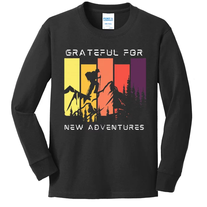 Grateful For New Adventure Inspirational Kids Long Sleeve Shirt