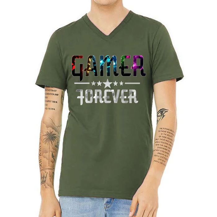 Gamer Forever New Level Update Design V-Neck T-Shirt