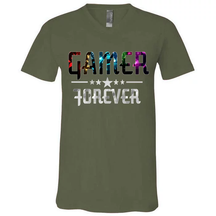 Gamer Forever New Level Update Design V-Neck T-Shirt