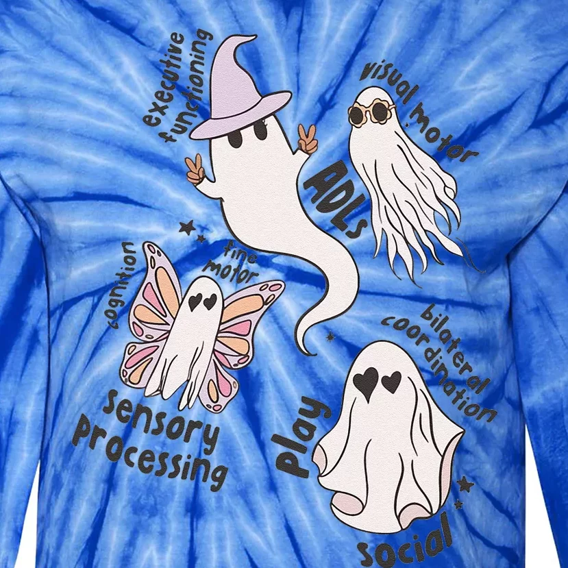 Ghost Friends OT Scope Occupational Therapy Halloween Tie-Dye Long Sleeve Shirt