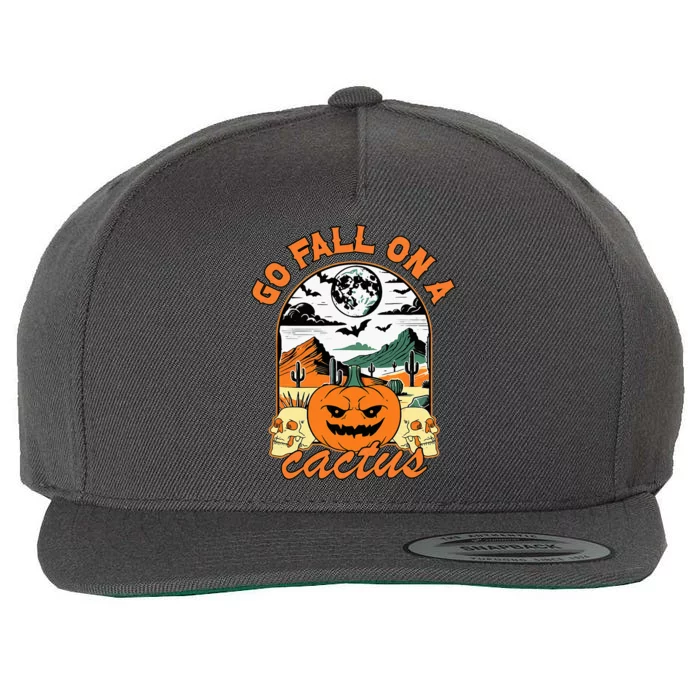 Go Fall On A Cactus Pumpkin Western Spooky Halloween Wool Snapback Cap