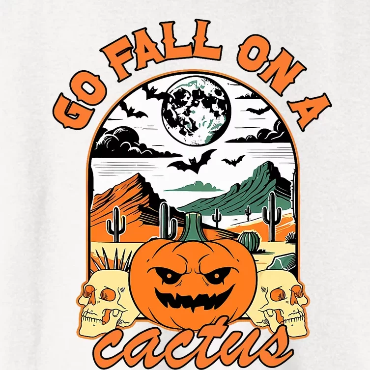 Go Fall On A Cactus Pumpkin Western Spooky Halloween Women's Crop Top Tee