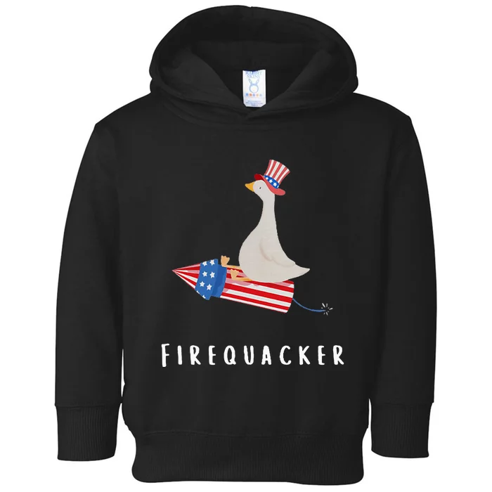 Goose Fourth Of July Firequacker Independence Day Toddler Hoodie