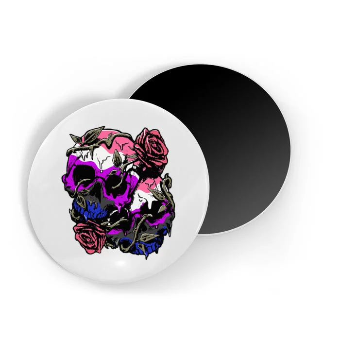 Gender Fluid Pride Flag Skull Roses Subtle Lgbtq Magnet