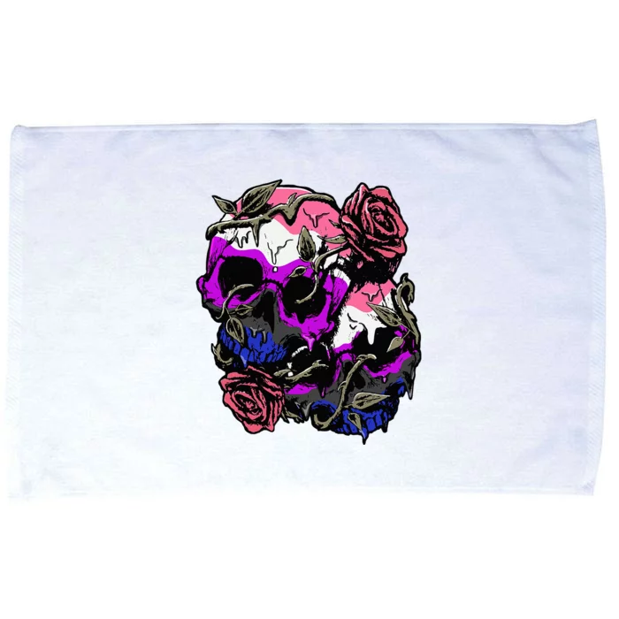 Gender Fluid Pride Flag Skull Roses Subtle Lgbtq Microfiber Hand Towel