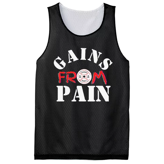 Gains From Pain Workout Inspiration Mesh Reversible Basketball Jersey Tank