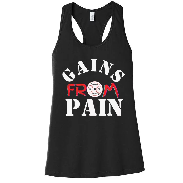 Gains From Pain Workout Inspiration Women's Racerback Tank