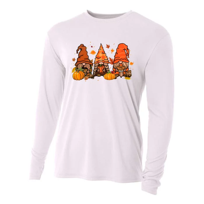 Gnomes Fall Pumpkin Thanksgiving Cooling Performance Long Sleeve Crew