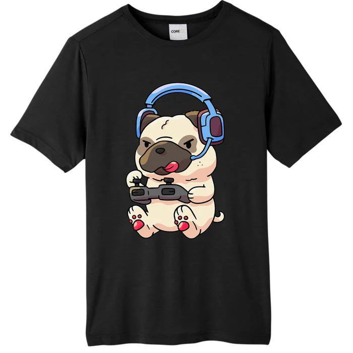 Gamer Funny Pug Lover Video Games Dog Pug Gaming ChromaSoft Performance T-Shirt