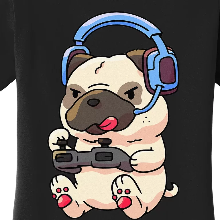 Gamer Funny Pug Lover Video Games Dog Pug Gaming Women's T-Shirt