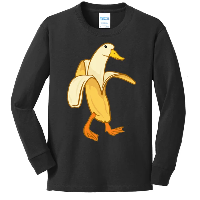 Goose Funny Pictures Goose My Humor Goose Banana Goose Kids Long Sleeve Shirt