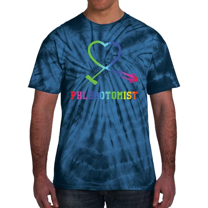 Gift For Phlebotomist Phlebotomy Butterfly Needle Heart Tie-Dye T-Shirt