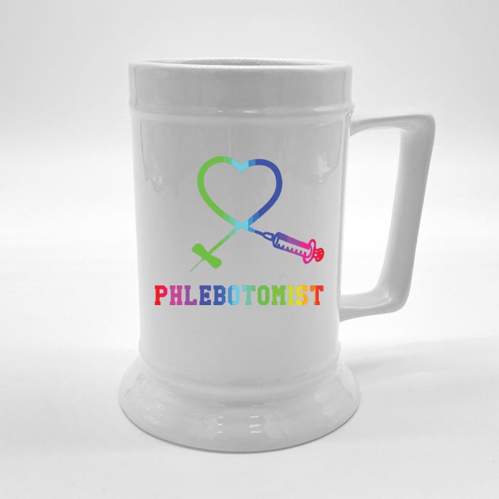 Gift For Phlebotomist Phlebotomy Butterfly Needle Heart Front & Back Beer Stein