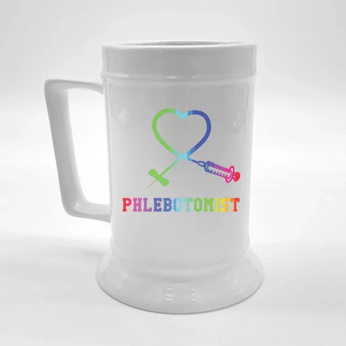 Gift For Phlebotomist Phlebotomy Butterfly Needle Heart Front & Back Beer Stein