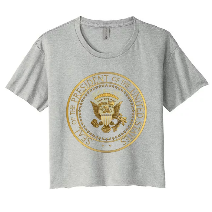 Golden Fake Presidential Seal 45th President Trump Cute Gift Women's Crop Top Tee