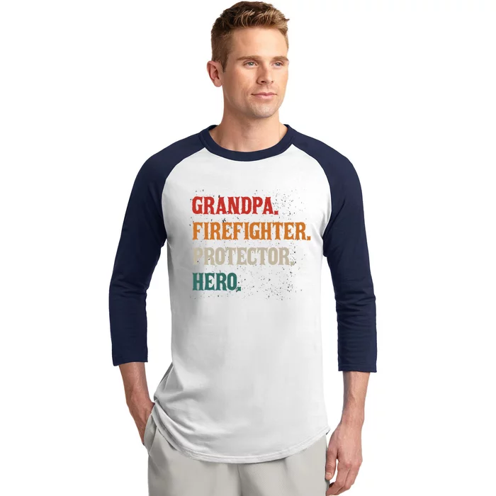 Grandpa Firefighter Protector Hero Grandpa Granddad Gift Baseball Sleeve Shirt