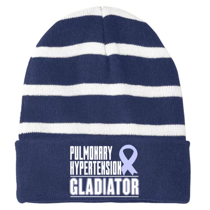 Gift For PH Patients Pulmonary Hypertension Awareness Ribbon Striped Beanie with Solid Band