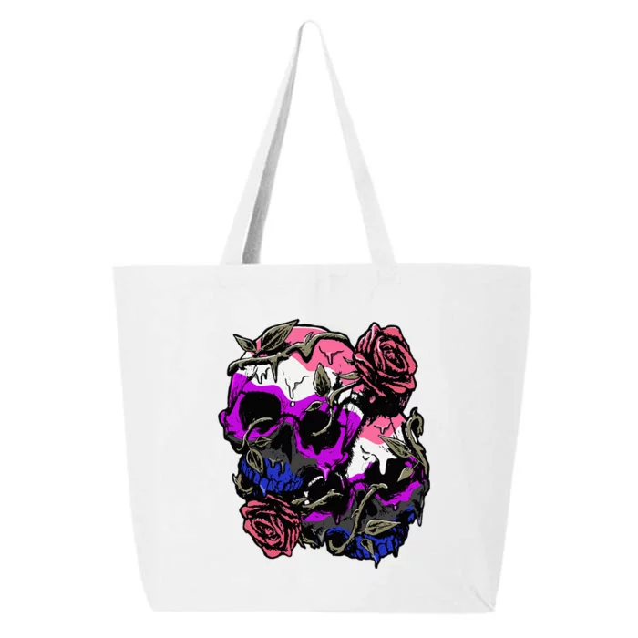 Gender Fluid Pride Flag Skull Roses Subtle Lgbt 25L Jumbo Tote