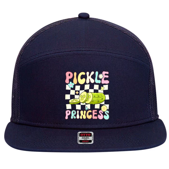 Groovy Funny Pickle Girl Cucumber Pickle Princess Gift 7 Panel Mesh Trucker Snapback Hat