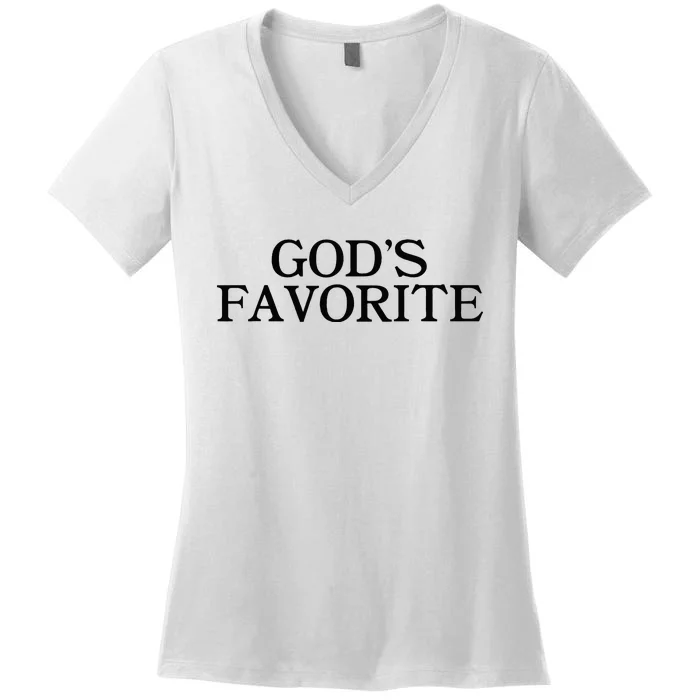 GodS Favorite Religion Love Church Christ Worship Slogan Women's V-Neck T-Shirt