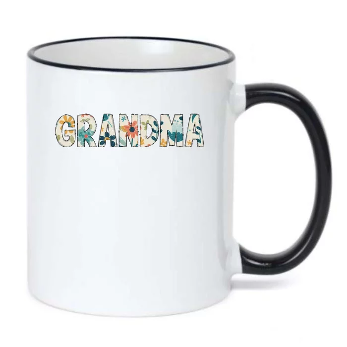 Grandma Floral Retro Black Color Changing Mug