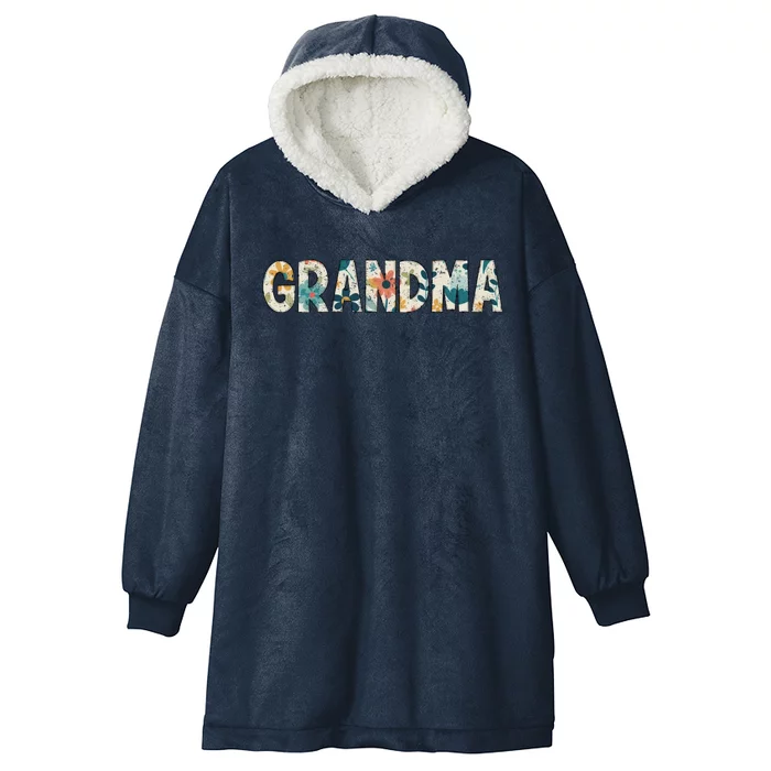 Grandma Floral Retro Hooded Wearable Blanket