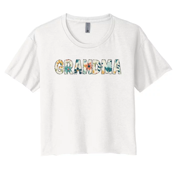 Grandma Floral Retro Women's Crop Top Tee