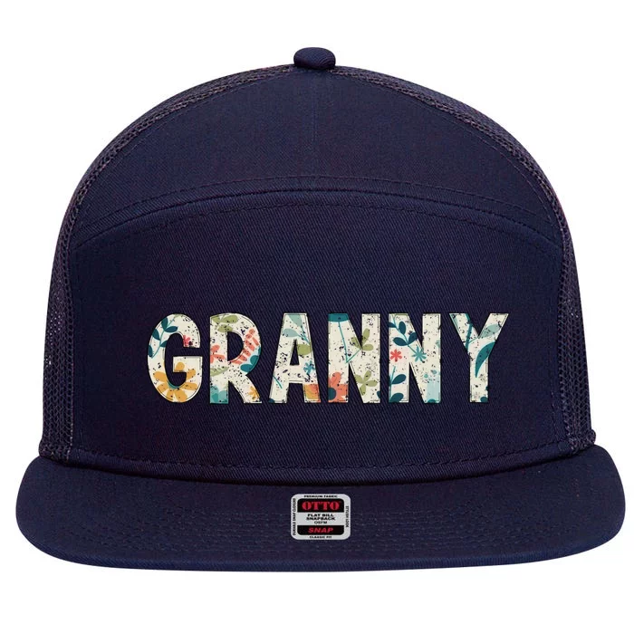 Granny Floral Retro 7 Panel Mesh Trucker Snapback Hat