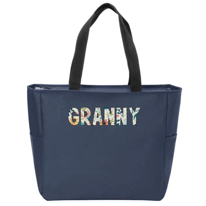 Granny Floral Retro Zip Tote Bag