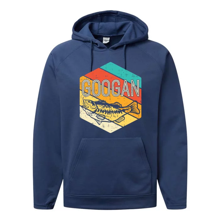 Googan Fish Retro Fishing Fisher Angler Gift Performance Fleece Hoodie