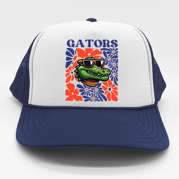 Gators Floral Retro Back To School Spirit Squad Trucker Hat