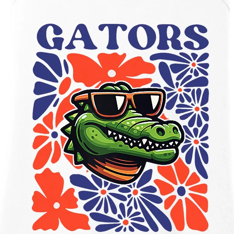 Gators Floral Retro Back To School Spirit Squad Ladies Essential Tank