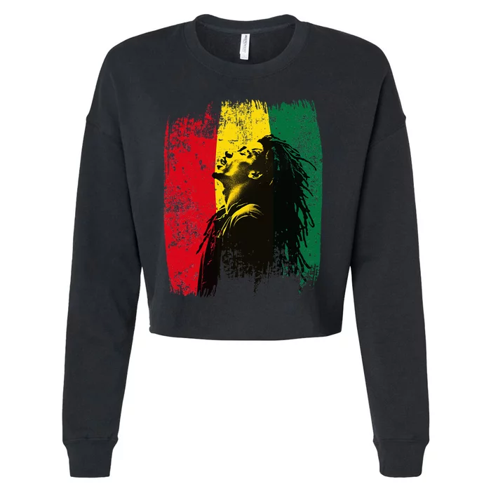 Ghanaian Flag Rastamann Reggae Dreadlocks Rasta Colors Cropped Pullover Crew