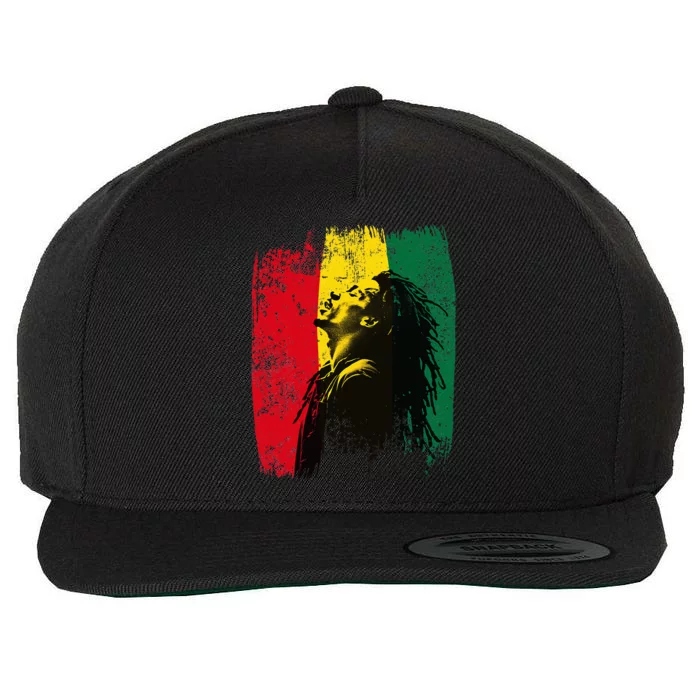 Ghanaian Flag Rastamann Reggae Dreadlocks Rasta Colors Wool Snapback Cap