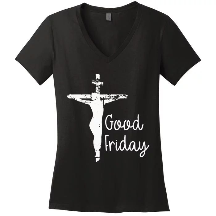 Good Friday Religion Religious God funny christian Women's V-Neck T-Shirt