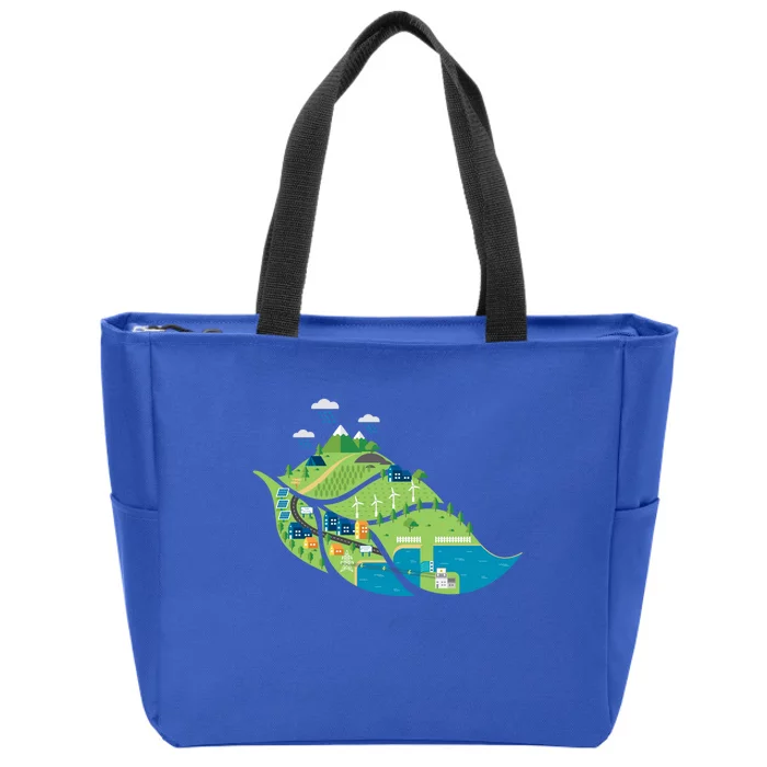 Green Future Renewable Energy Solar Wind Clean Air Water Cute Gift Zip Tote Bag