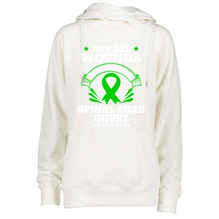 Gift For Spinal Cord Injury Patients Cool Gift Sci Awareness Ribbon Gift Womens Funnel Neck Pullover Hood