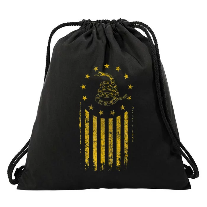 Gadsden Flag Snake Betsy Ross Flag 13 Colonies Vintage Drawstring Bag