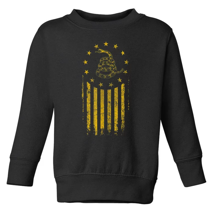 Gadsden Flag Snake Betsy Ross Flag 13 Colonies Vintage Toddler Sweatshirt