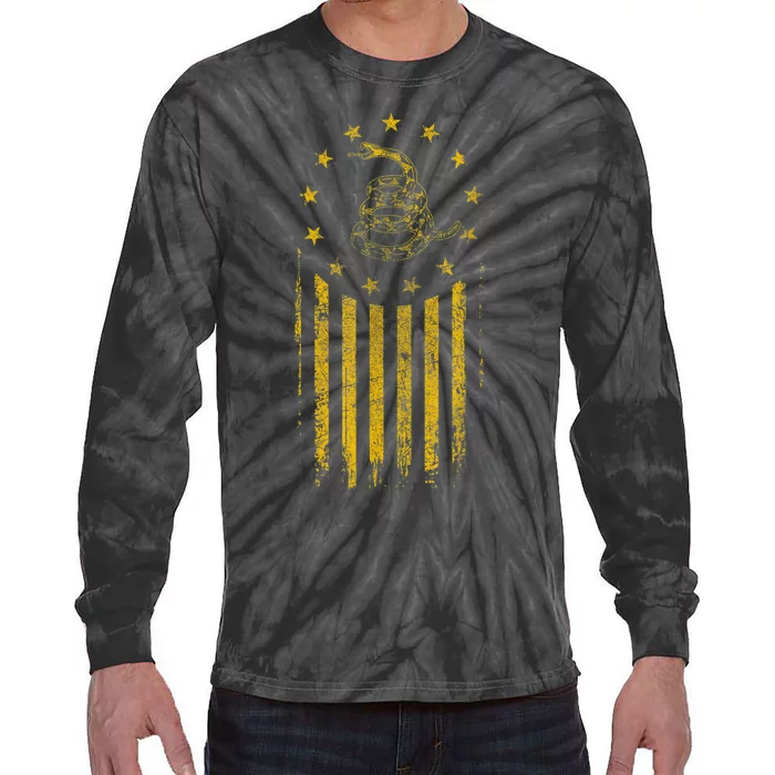 Gadsden Flag Snake Betsy Ross Flag 13 Colonies Vintage Tie-Dye Long Sleeve Shirt