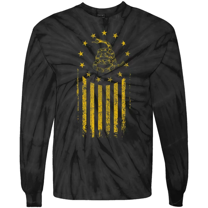 Gadsden Flag Snake Betsy Ross Flag 13 Colonies Vintage Tie-Dye Long Sleeve Shirt