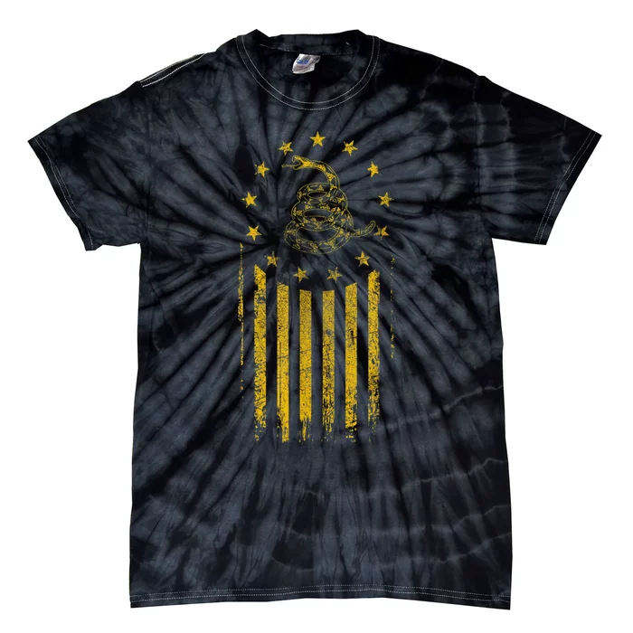 Gadsden Flag Snake Betsy Ross Flag 13 Colonies Vintage Tie-Dye T-Shirt