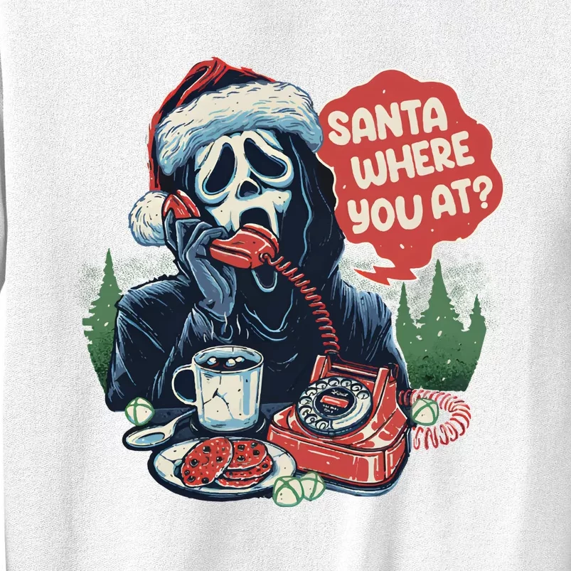 Ghost Face Santa Where You At Christmas Horror Dark Christmas Sweatshirt