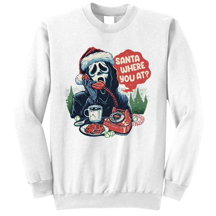 Ghost Face Santa Where You At Christmas Horror Dark Christmas Sweatshirt