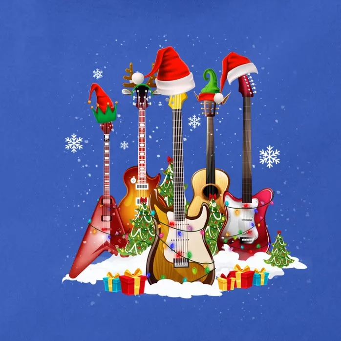 Guitar Fan Santa Hat Christmas Tree Funny Music Lover Xmas Gift Zip Tote Bag