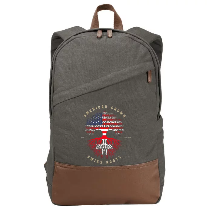 Gift For Swiss With Roots From Switzerland Cotton Canvas Backpack